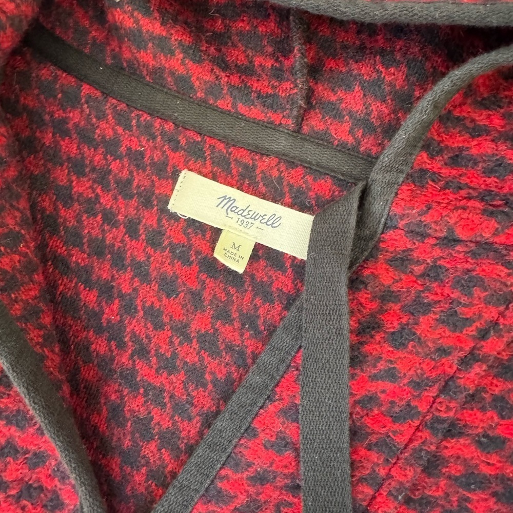 Madewell Red and Black Brushed Houndstooth Oversized Hoodie - Women’s Medium - Picture 4 of 8